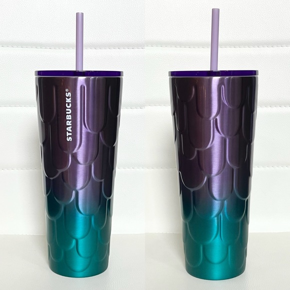 Starbucks 2023 Spring Purple/Teal Mermaid Scales Stainless Tumbler Cup Limited - Picture 2 of 10